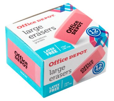 Pink Bevel Erasers, Large, Pack Of 12