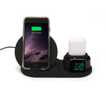 M-Edge 3-In-1 Charger For Apple Products, Black, CH-TRIP-P-B