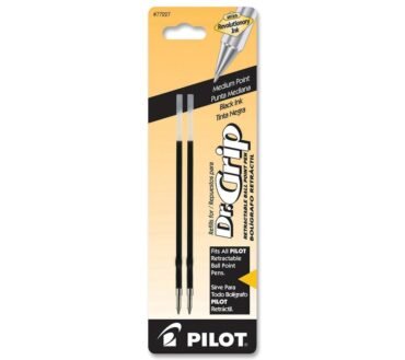 Pilot Ballpoint Pen Refills, Fits Dr. Grip & All Pilot Retractable Ballpoint Pens, Medium Point, 1.0 mm, Black, Pack Of 2