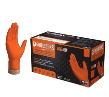 Gloveworks GWON Heavy Duty RDT Nitrile Gloves, Extra Large, Orange, 100 Gloves Per Box