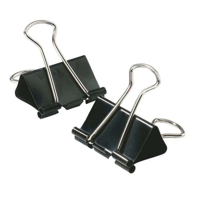 Binder Clips, Small, 3/4" Wide, 3/8" Capacity, Black, 12 Clips Per Box, Pack Of 12 Boxes