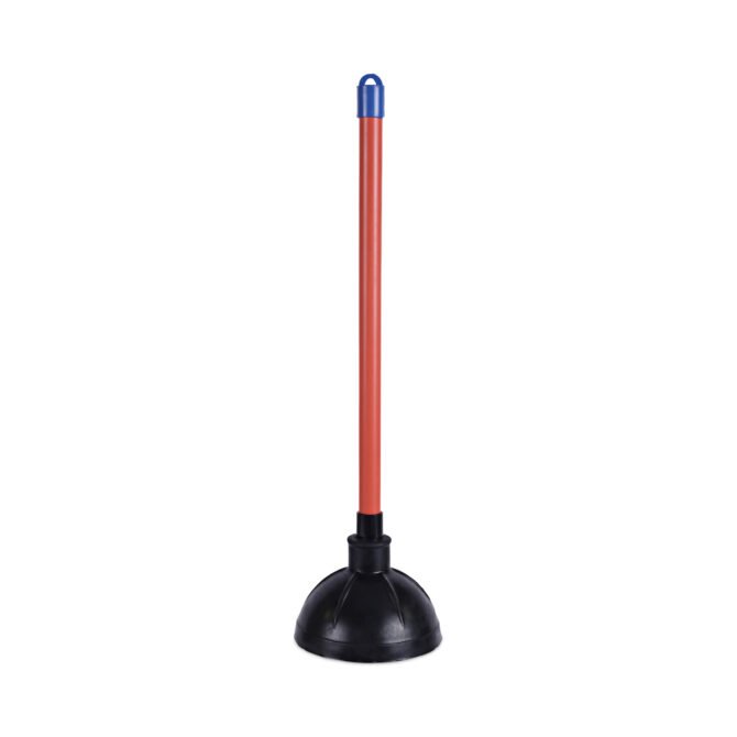 Boardwalk Toilet Plunger, 18" Plastic Handle, 5.63" dia, Red/Black