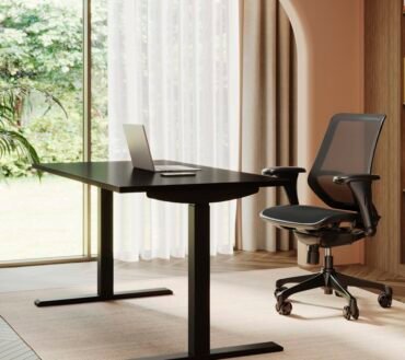 Magellan 60"W Pneumatic Height-Adjustable Standing Desk, Espresso