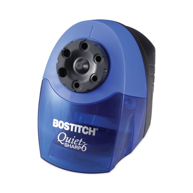 Bostitch QuietSharp 6 Classroom Electric Pencil Sharpener, AC-Powered, 6.13 x 10.69 x 9, Blue