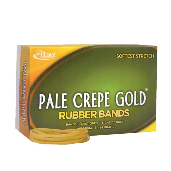 Alliance Rubber Pale Crepe Gold Rubber Bands, #33, 3 1/2" x 1/8", 1 Lb, Box Of 970