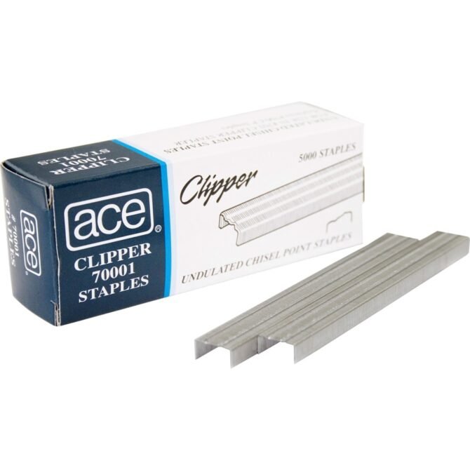 Advantus Ace Undulated Clipper Staples, 1/4", Box Of 5000