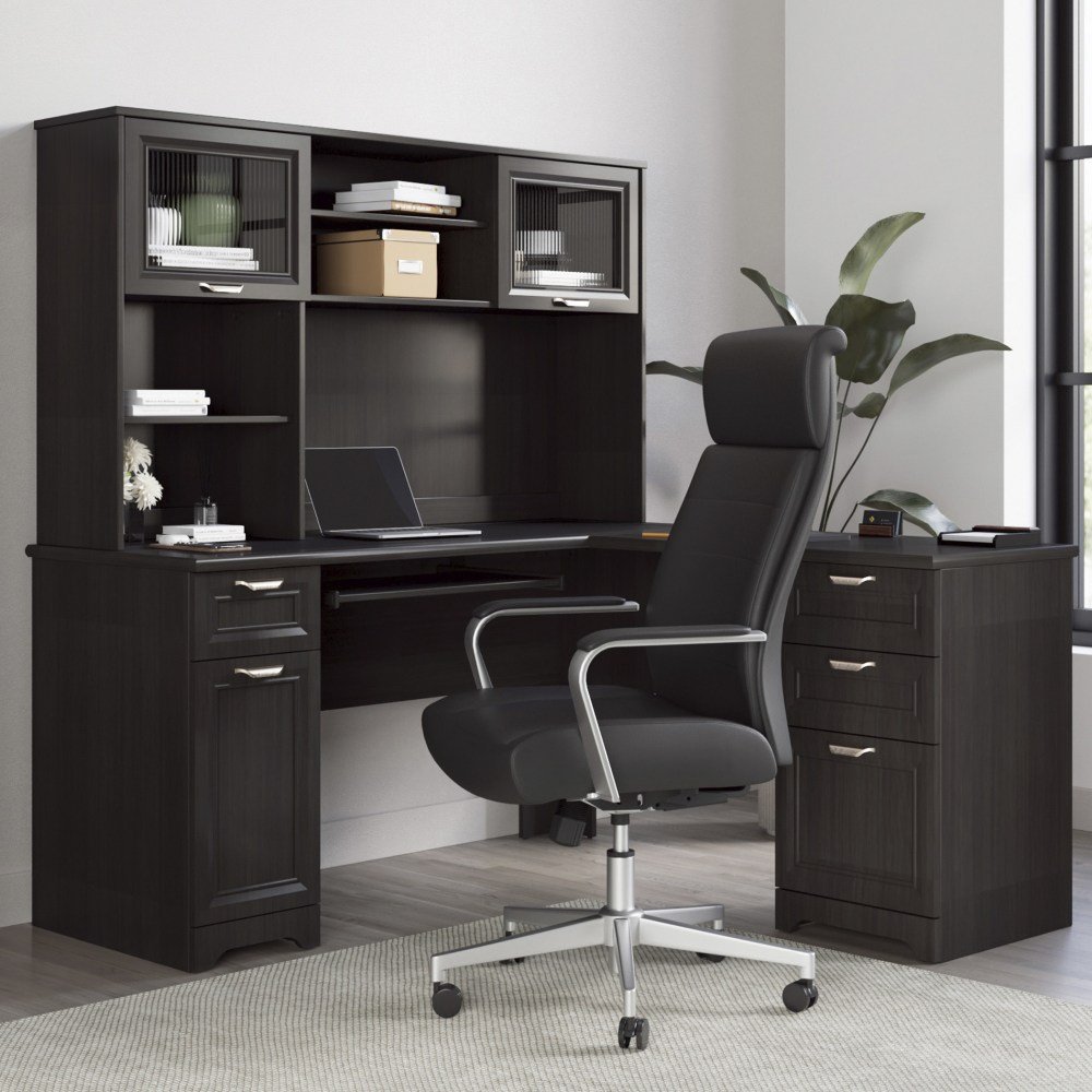Magellan 59"W L-Shape Corner Computer Desk, Espresso