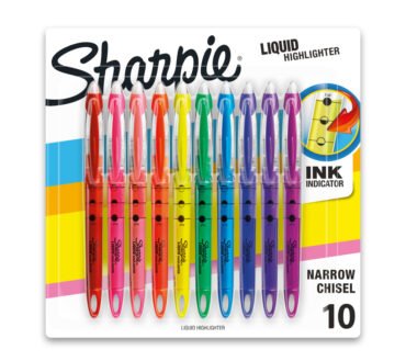 Sharpie Liquid Highlighter, Chisel Tip Highlighters, Assorted Colors, 10 Count