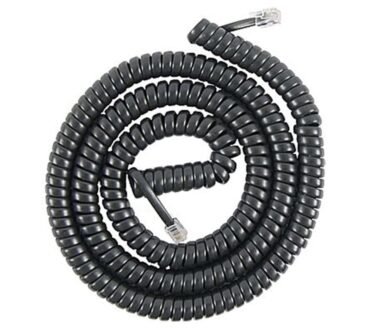 Power Gear Coiled Telephone Cord, 12', Black, 27639