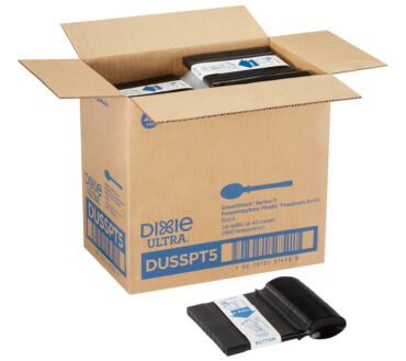 SmartStock T-Series Disposable Cutlery Refills, Polypropylene Teaspoons, Black, 40 Teaspoons Per Refill, Box Of 24 Refills