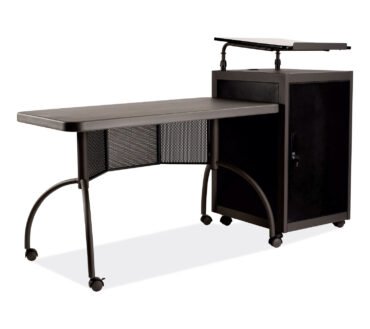 Oklahoma Sound Teacher's WorkPod Desk and Lectern Kit, 68" x 24" x 41", Charcoal Gray