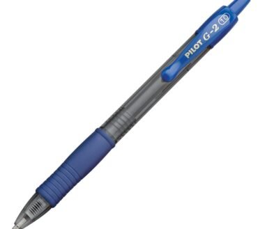 Pilot G2 Retractable Gel Pens, Bold Point, 1.0 mm, Clear Barrels, Blue Ink, Pack Of 12 Pens