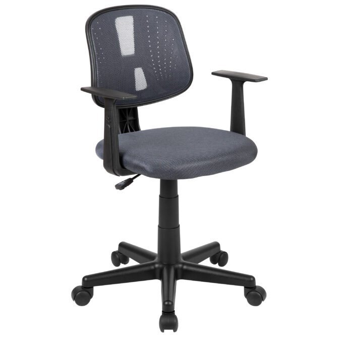 Flash Fundamentals Mid-Back Gray Mesh Swivel Task Office Chair with Pivot Back and Arms