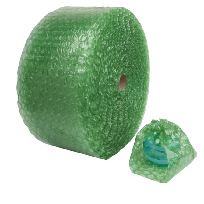 Bubble Roll, 1/2" Thick, 30% Recycled, Green, 12" x 125'