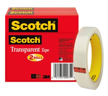 Scotch Transparent Tape, 2 Tape Rolls, 3/4 in x 2592 in, Home Office Supplies and School Supplies for College and Classrooms