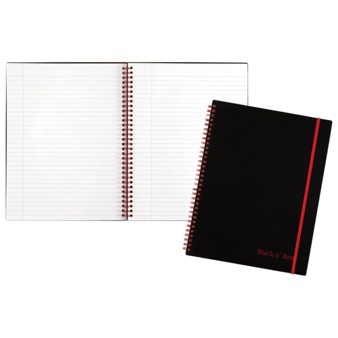 Black n' Red Wirebound Notebook, 8 1/2" x 11", 1 Subject, College Ruled, 70 Sheets, Black/Red