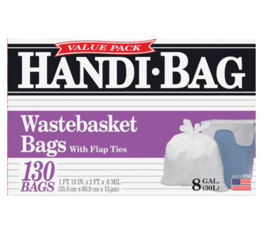 Handi-Bag Super Value Pack Can Liners, 8 gal, 0.6 mil, 22" x 24", White, 130/Box