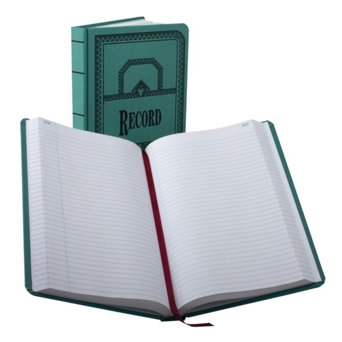 Boorum & Pease Canvas Account Book, Record, 16 Lb., 12 1/8" x 7 5/8", 500 Pages, Blue