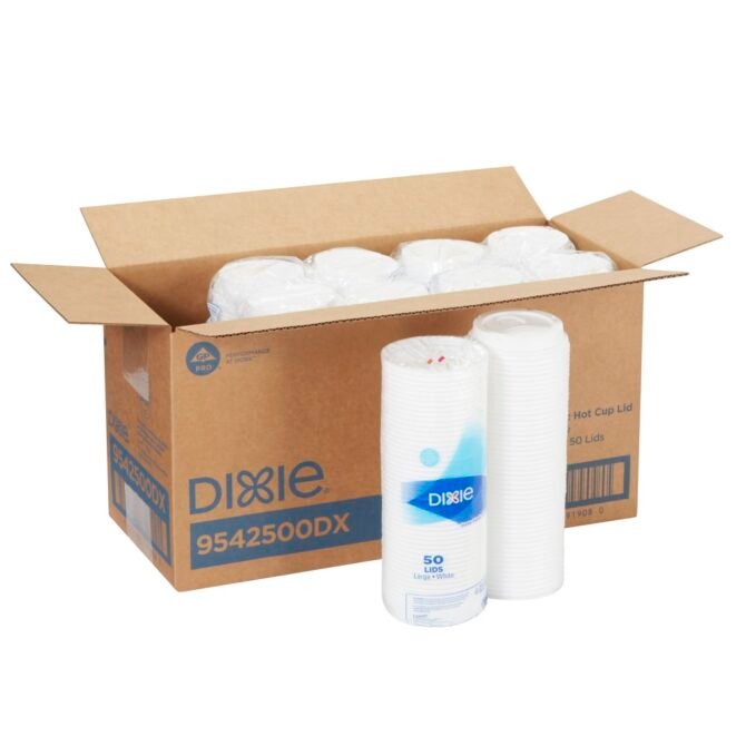 Dixie Dome Lid, Fits 10 oz to 16 oz PerfecTouch Hot Cups/12 oz to 20 oz WiseSize Hot Cups, Plastic, White, 500/Carton