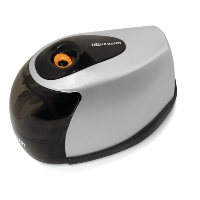 Dual-Powered Pencil Sharpener, 6", Black/Silver