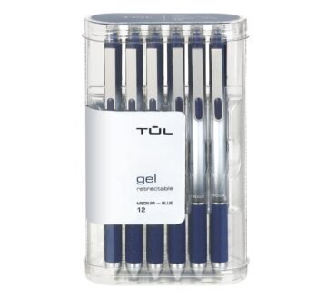 TUL GL Series Retractable Gel Pens, Medium Point, 0.7 mm, Silver Barrel, Blue Ink, Pack Of 12 Pens