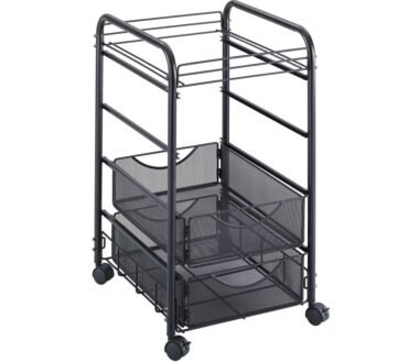 Safco Onyx Mesh Cart, 27"H x 15 3/4"W x 17"D, Black
