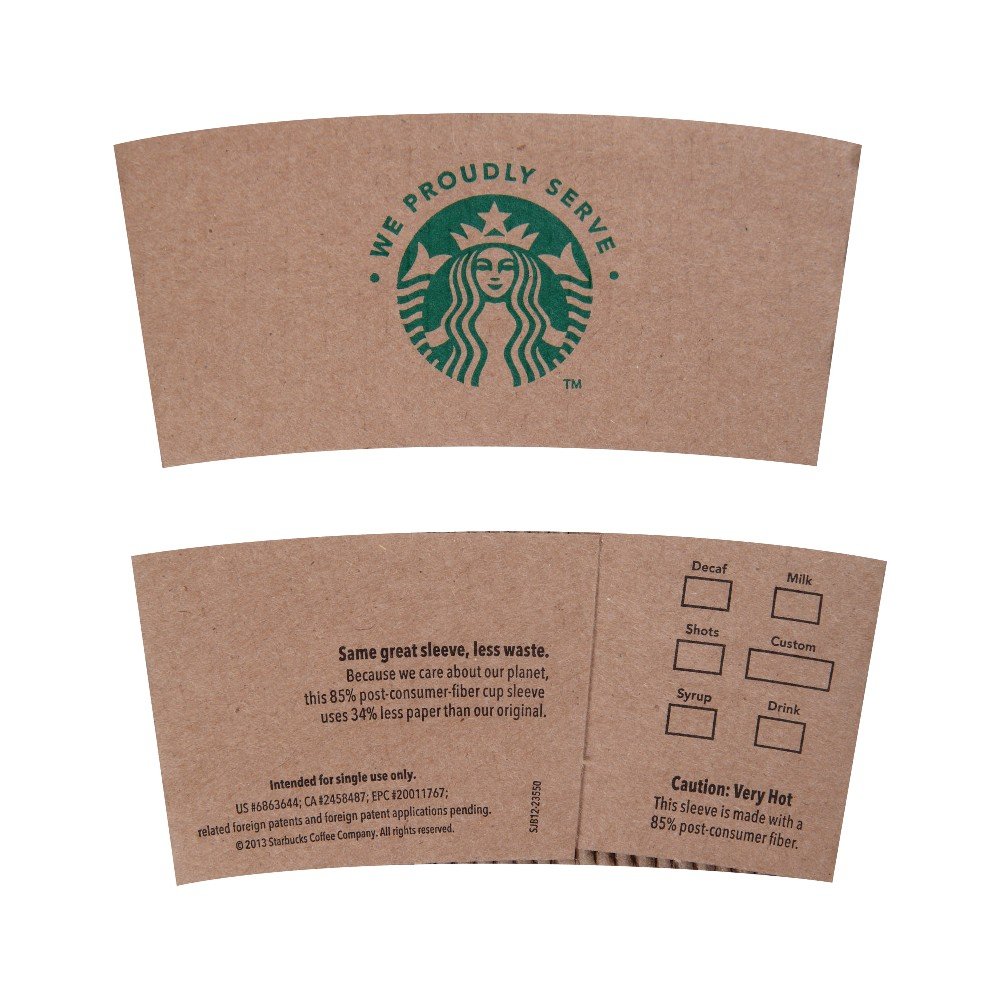 Starbucks "We Proudly Serve Starbucks" Hot Cup Sleeves, Kraft Paper, Brown, Pack Of 1,380