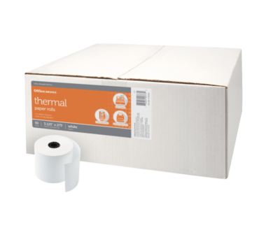 Thermal Paper Rolls, 3-1/8" x 273', White, Carton Of 50