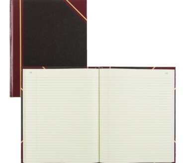 National 50% Recycled Black Texhide Record Book With Margin, 8 3/8" x 10 3/8", 150 Pages
