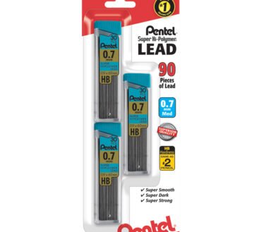 Pentel Super Hi-Polymer Leads, 0.7 mm, Medium, HB, 30 Leads Per Tube, Pack Of 3 Tubes