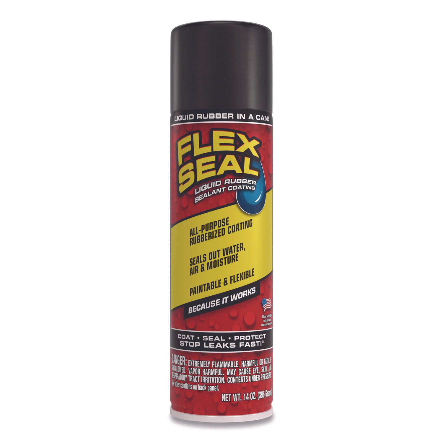 Flex Seal Liquid Rubber Sealant Coating Spray, 14 oz Can, Black