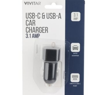 Vivitar USB-C And USB-A Car Charger, Black, NIL6003-BLK-STK-24
