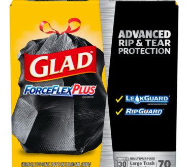 Glad ForceFlexPlus Large Drawstring Trash Bags, 30 Gallon, Black, Box Of 70 Bags