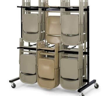 Safco 2-Tier Mobile Folding Chair Cart, Black