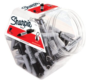 Sharpie Mini Permanent Markers, Fine Point, Gray Barrel, Black Ink, Canister Of 72 Markers