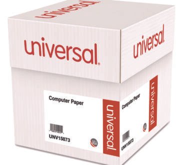 Universal Printout Paper, 3-Part, 15 lb Bond Weight, 9.5 x 11, White/Canary/Pink, 1,200/Carton