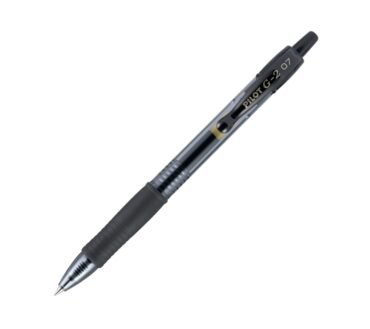 Pilot G2 Retractable Gel Pens, Fine Point, 0.7 mm, Clear Barrels, Black Ink, Pack Of 12 Pens