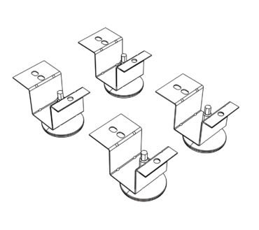 HON Brigade Pedestal Adjustable Glides, Rigid Mount Plate, 2" x 2" Glide, Black, 4/Set