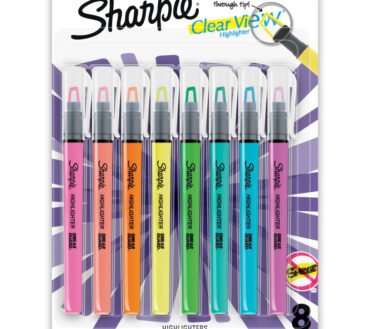 Sharpie Highlighter, Clear View Highlighter with See-Through Chisel Tip, Stick Highlighter, Assorted, 8 Count