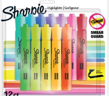 Sharpie Accent Tank-Style Highlighters, Chisel Tip, Assorted Colors, Pack Of 12