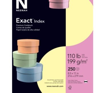 Neenah Exact Index Card Stock, 8 1/2" x 11", 110 Lb., Canary, Pack Of 250 Sheets
