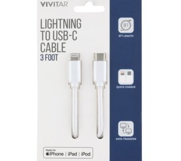 Vivitar Lightning To USB-C Cable, 3', White, NIL3003-WHT-STK-24