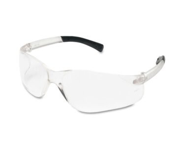 MCR Safety BearKat Safety Glasses, Wraparound, Black Frame/Clear Lens, 12/Box