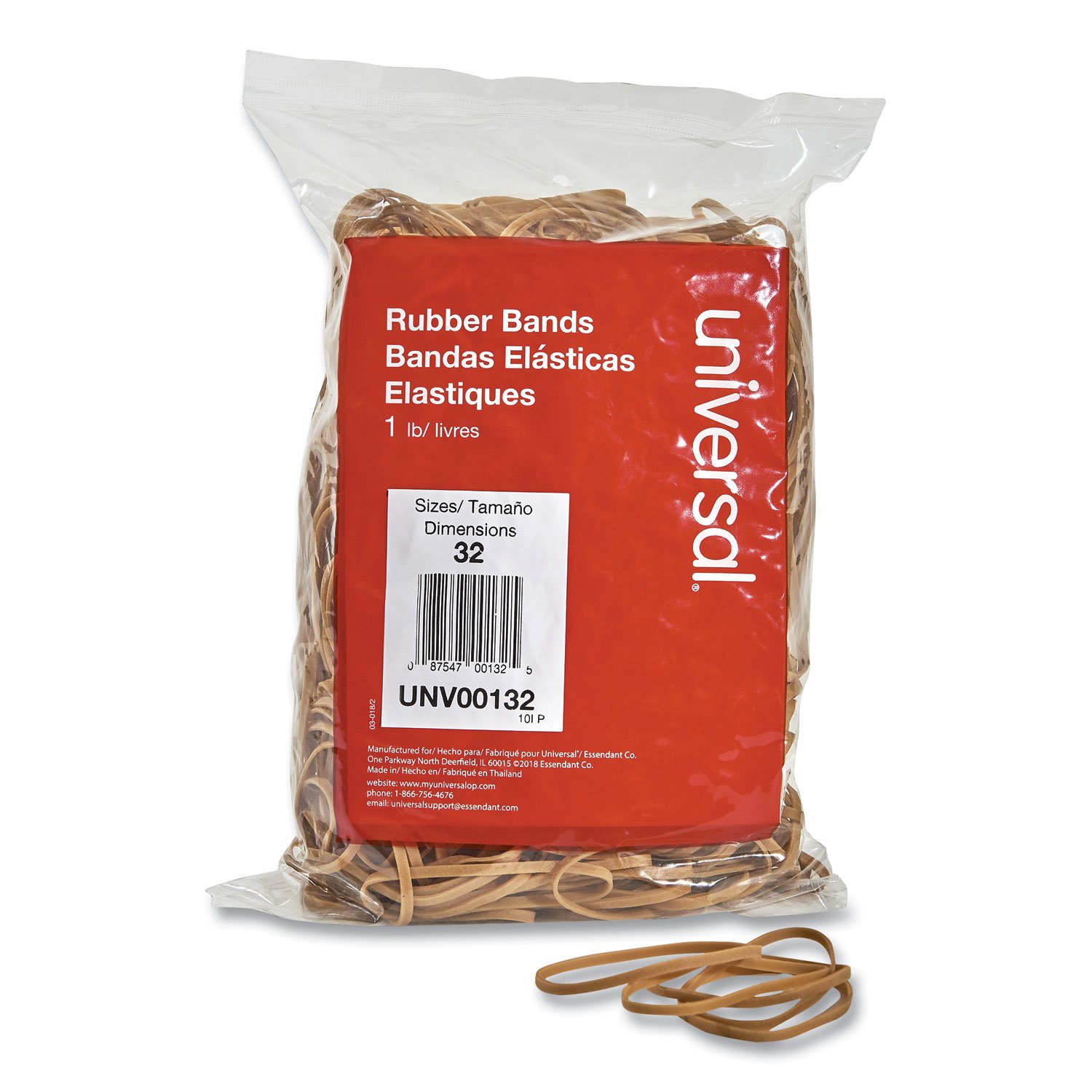Universal Rubber Bands, Size 32, 0.04" Gauge, Beige, 1 lb Box, 820/Pack