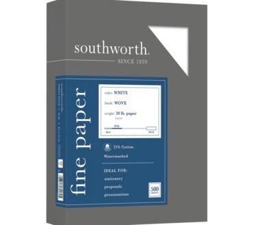 Southworth 25% Cotton Business Paper, 8 1/2" x 11", 20 Lb, White, Box Of 500