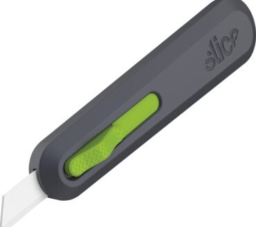 Slice Auto Retract Utility Knife - Ceramic Blade - Retractable, Non-sparking, Non-conductive, Rust-free Blade, Durable, Ambidextrous, Comfortable - Glass-filled Nylon, Stainless Steel, Zirconia, Carbon Steel - Gray, Green - 6.1" Length - 1 Each