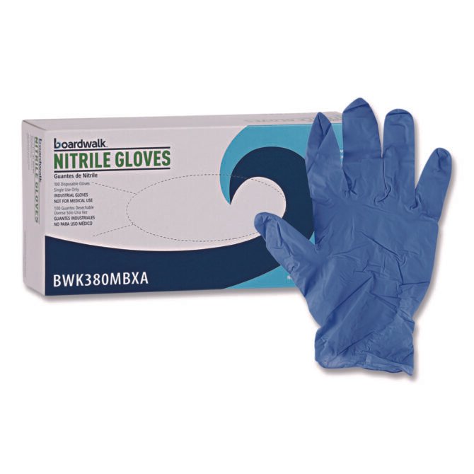 Boardwalk Disposable General-Purpose Nitrile Gloves, Medium, Blue, 4 mil, 100/Box