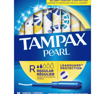 Tampax Pearl Tampons With LeakGuard Braid, Regular Absorbency, Unscented, Pack Of 18 Tampons