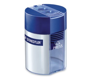 Staedtler Cylinder Handheld Pencil Sharpener, Two-Hole, 1.63 x 2.25, Blue/Silver