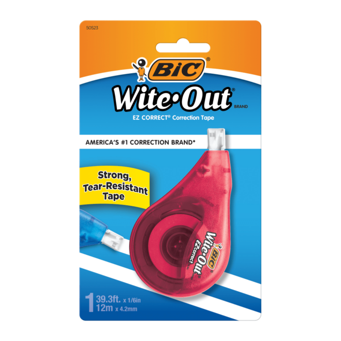 BIC Wite Out Brand EZ Correct Correction Tape, 1/6" x 471 3/5", White, Pack of 1